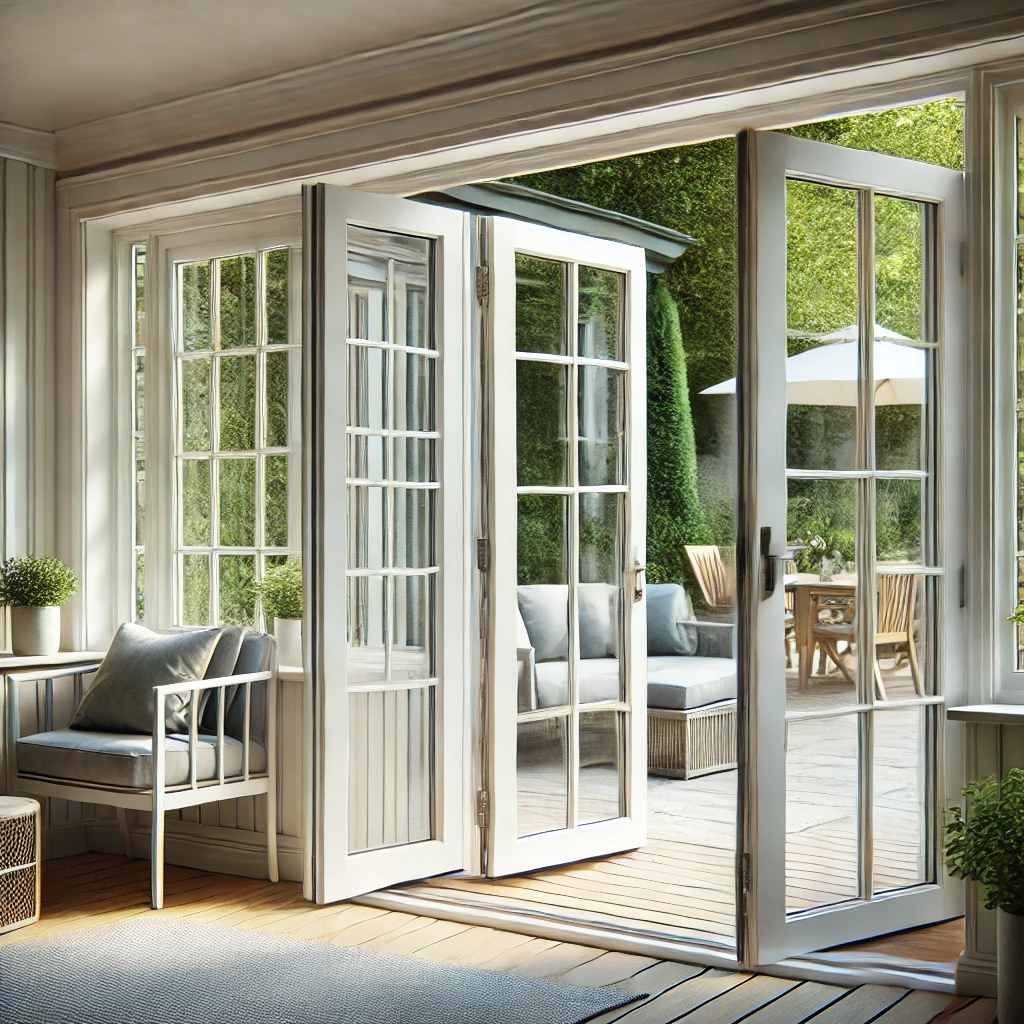 uPVC-casement-doors-installed-in-a-cozy-patio-entrance.-The-doors-feature-a-classic-design-with-white-frames-large-clear-glass-p