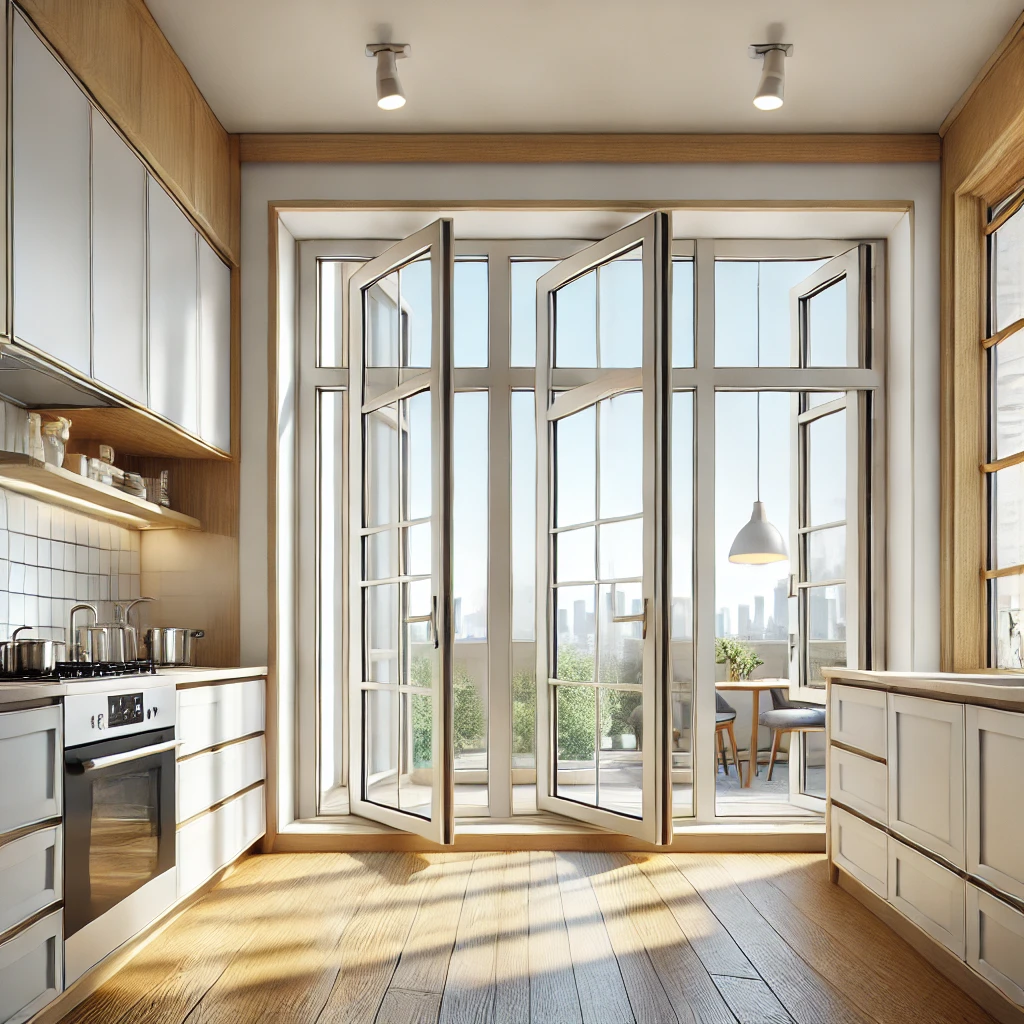 uPVC-tilt-and-turn-windows-installed-in-a-modern-kitchen.-The-windows-feature-a-versatile-design-with-white-frames-that-can-tilt